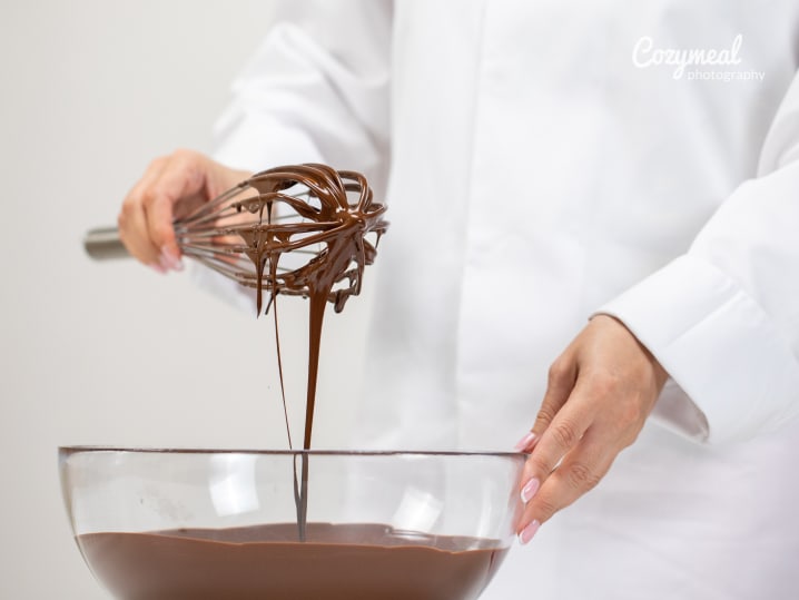 whisking chocolate