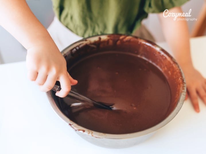 whisking chocolate