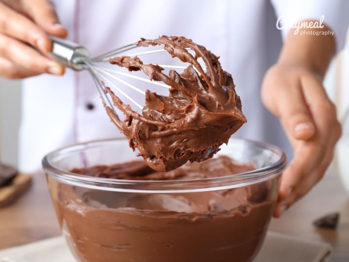 whisking chocolate filling