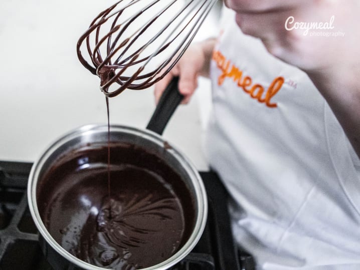 whisking melted chocolate