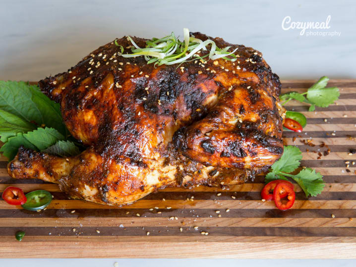 whole grilled chicken with chimichurri