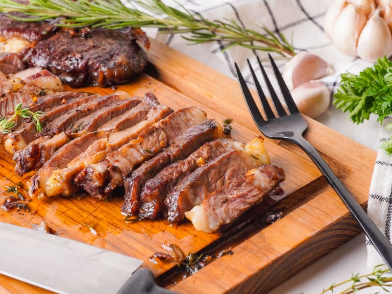 Reverse Sear Steak with Garlic and Thyme