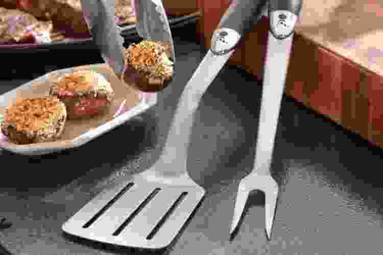 a grill tongs and spatula set is a fun gift for neighbors who grill