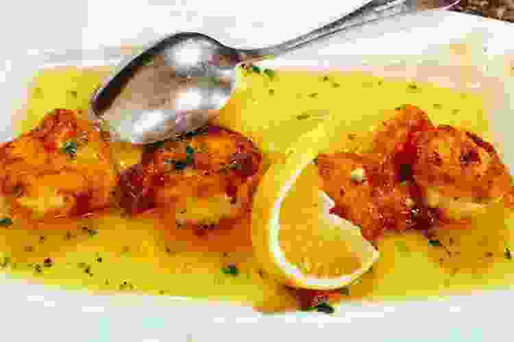 shrimp with lemon at al dente restaurant in boston