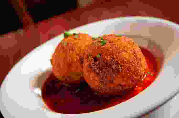 arancini from antico forno in little italy, boston 