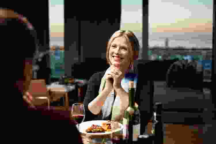 Mom in a restaurant