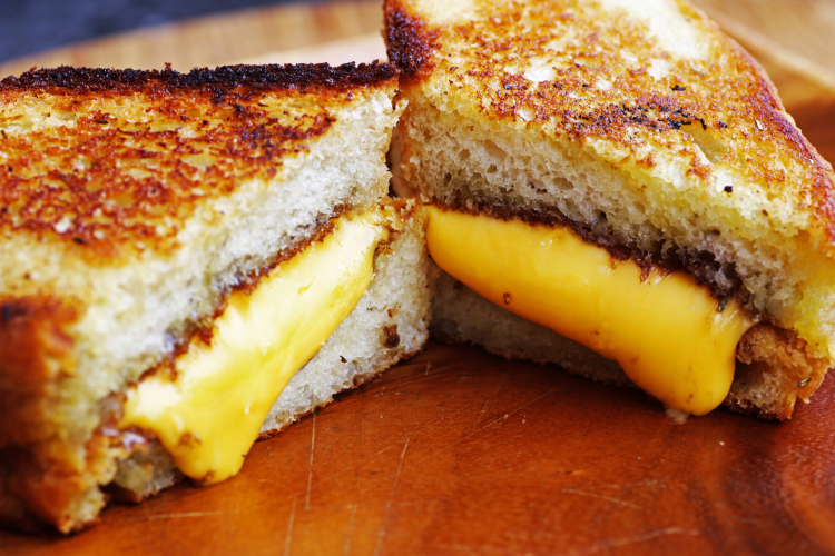 close up of grilled cheese sandwich