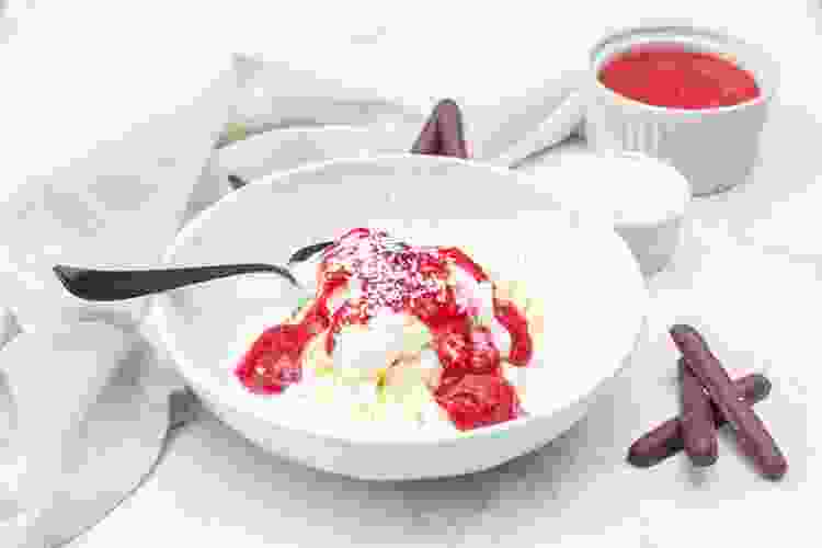 german spaghetti ice cream is a delightful frozen strawberry dessert