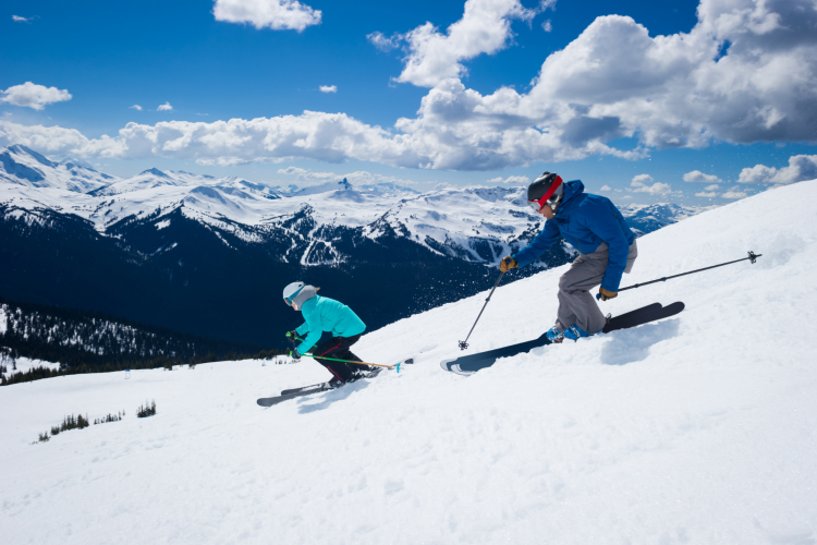 snow skiing down the slopes