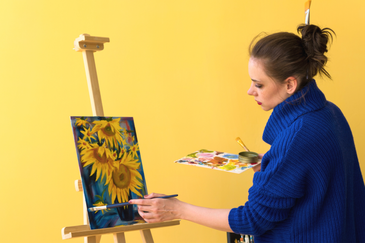 sunflower acrylic painting idea for beginners