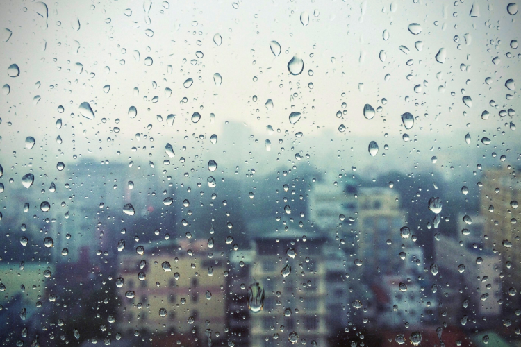A rainy city view