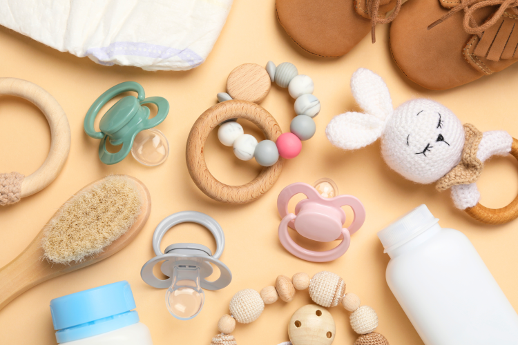 Use baby items for this baby shower game idea.