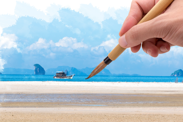 beach vacation couple painting idea
