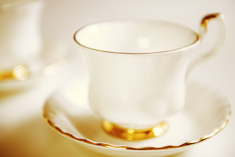 small delicate white tea cup made of bone china
