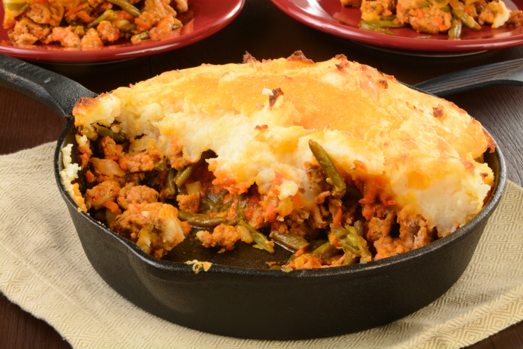 Cauliflower and Turkey Shepherd's Pie is a delicious Thanksgiving leftover recipe.