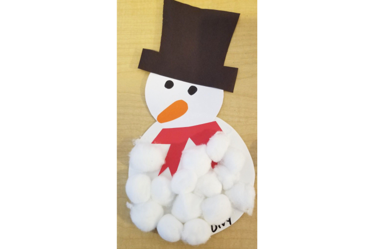 Cotton ball snowman craft