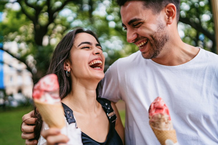 Couple eating ice cream