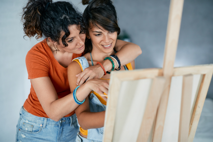 couple portrait Valentine's painting idea