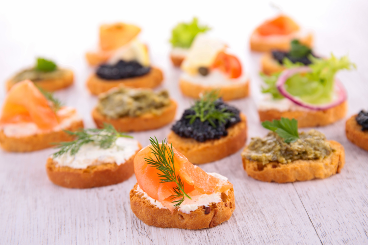 A wedding food idea for a buffet is to serve Crostini.