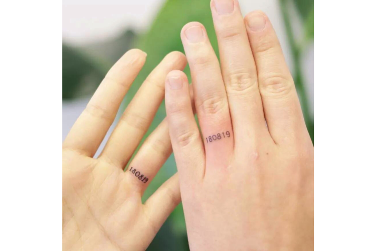 date Wedding ring tattoo