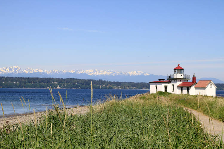 building on the sound at Discovery Park in Seattle