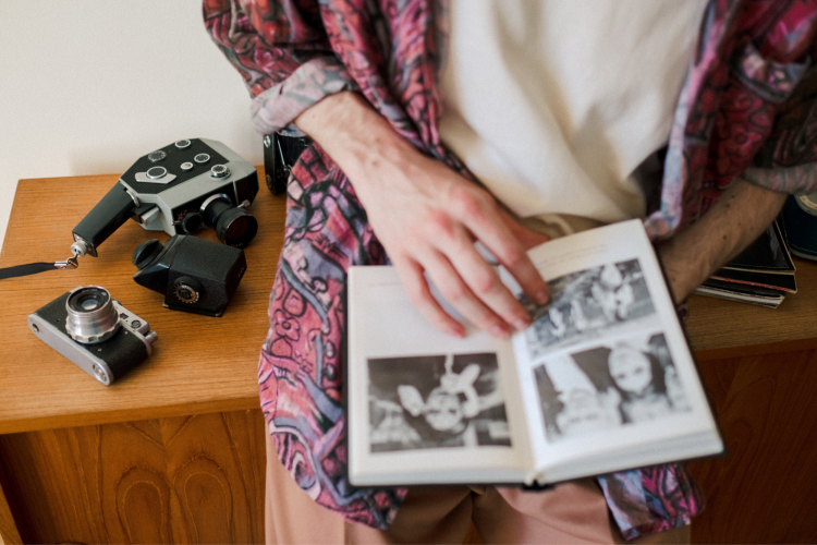 placing film photos in photo book