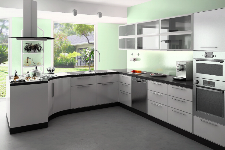 Dove gray kitchen cabinet color idea