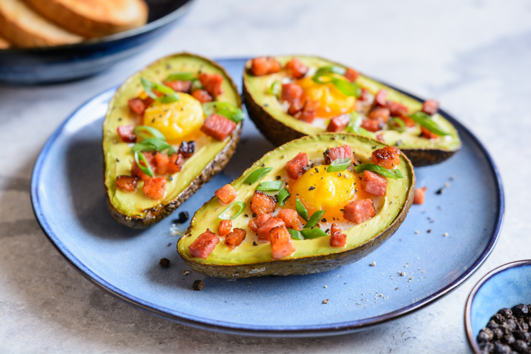 egg stuffed avocado breakfast for dinner