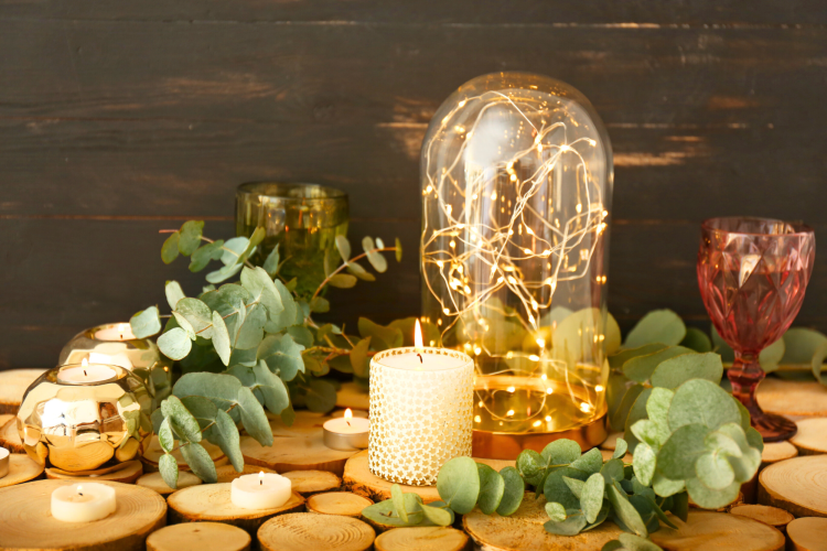A Eucalyptus Garland is a pretty fall centerpiece idea.