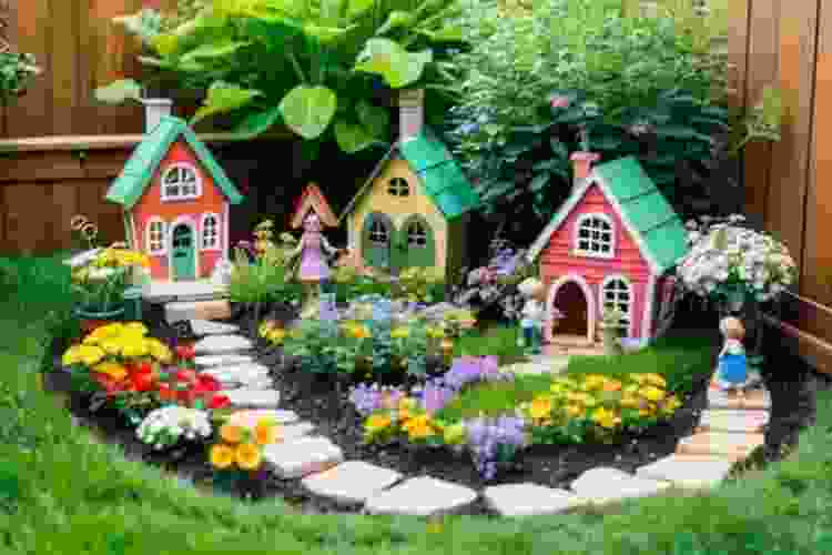 Fairy garden with flowers