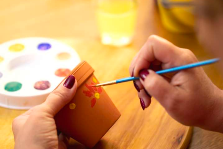 flower pot fall painting idea