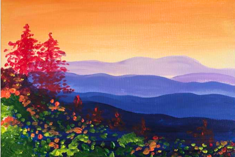 autumn sunset fall painting idea