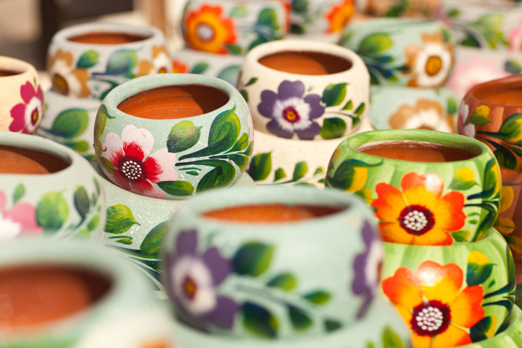 sweet flowers flower pot painting idea
