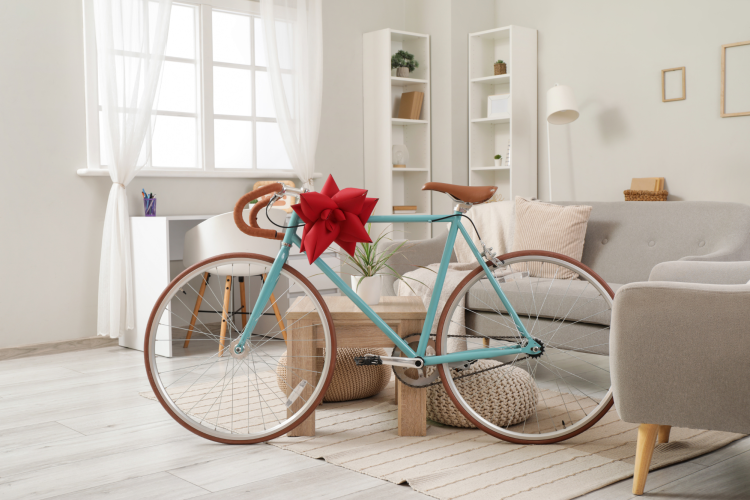 Gift bow on a bicycle