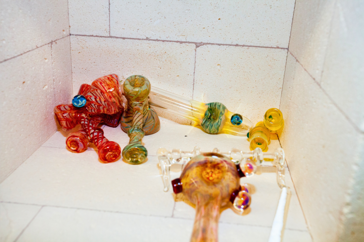 Glass in a kiln