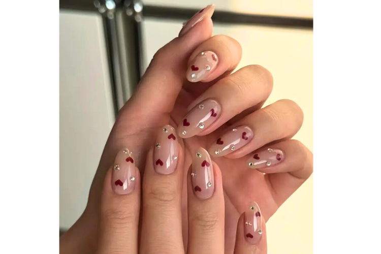 Glossy Nude With Heart Stickers