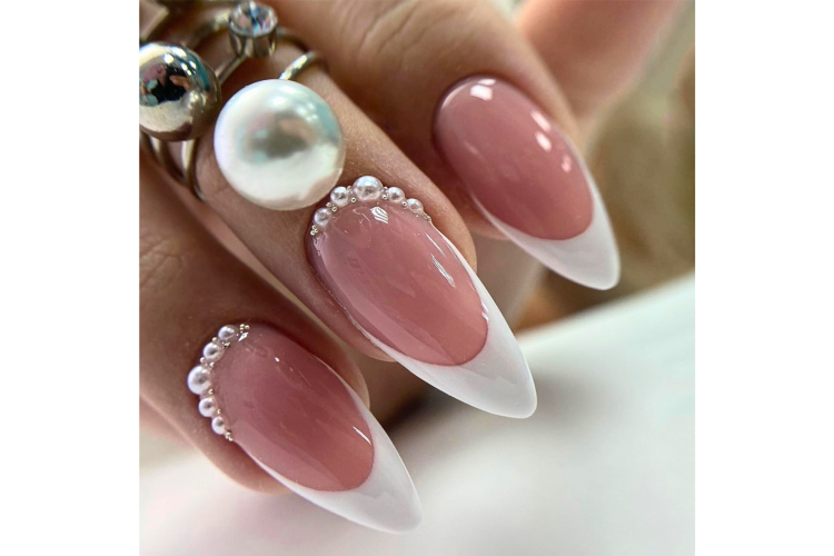 Glossy Nude With Pearl Details