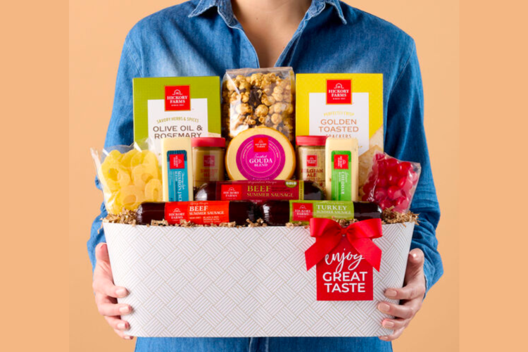 hickory farms snack gift basket five senses gift