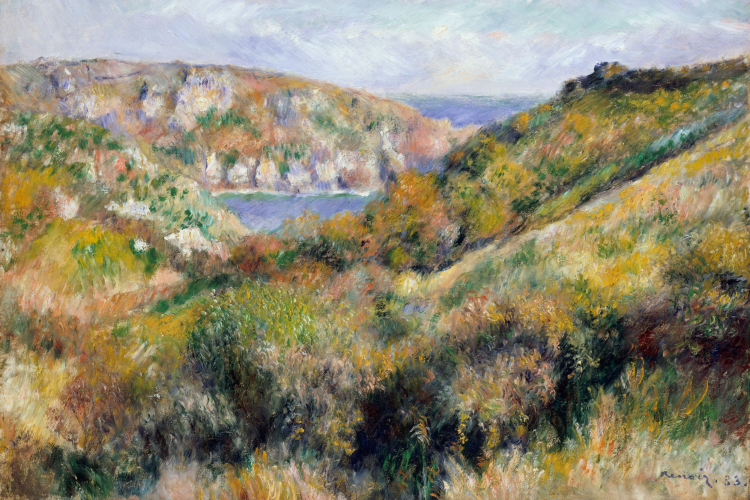 Hills around Bay of Moulin Huet, Guernsey by Auguste Renoir, 1883