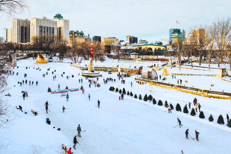 Ice Skating on the river in Winnipeg