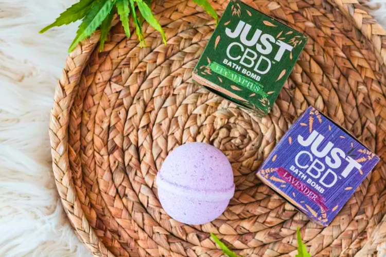 purple lavender bath bomb in brown basket