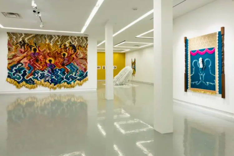 art hanging on walls of Kavi Gupta gallery