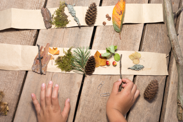 Making Leaf Crown for Thanksgiving Craft for Kids