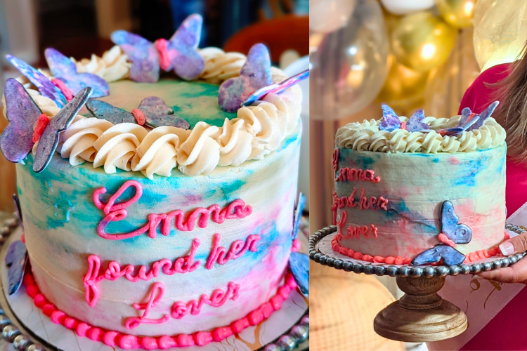 custom Lover themed bachelorette cake for a Taylor Swift themed party cake