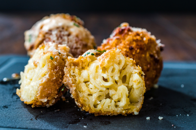 Mac and cheese bites for birthday party food ideas