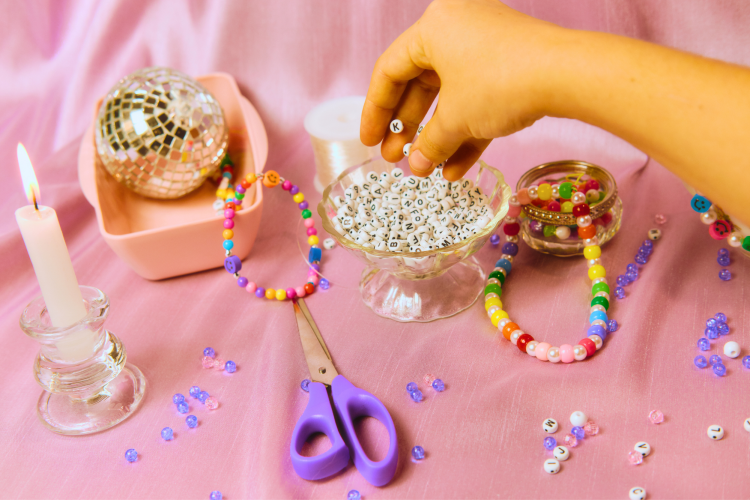 making friendship bracelets as DIY gifts