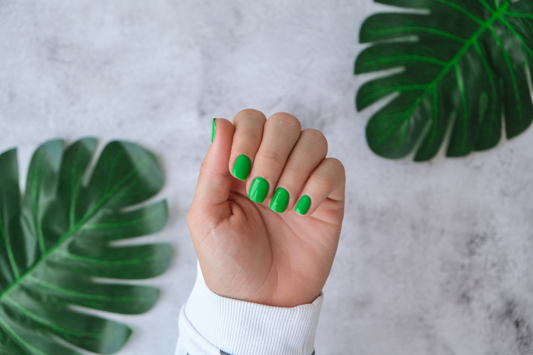 matcha green spring nail design
