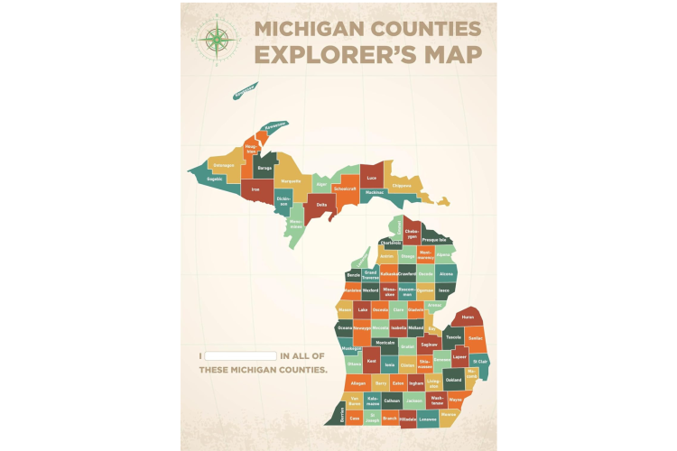 Michigan Counties Scratch-Off Map