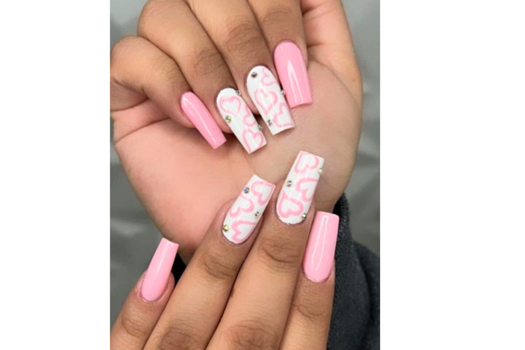 Milky Pink Ombre With Hearts