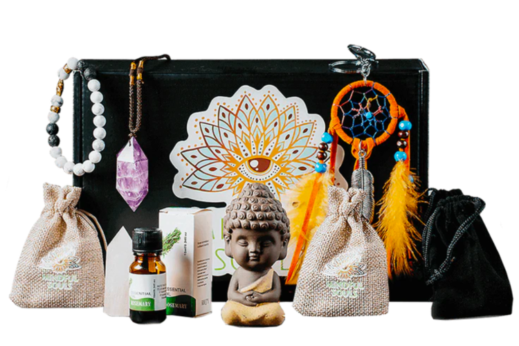 subscription box with crystals and mindfulness activities